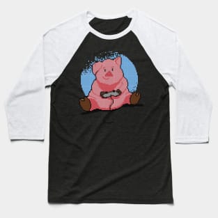 Pixel Gamer Pig - low-bit graphics - gift Baseball T-Shirt